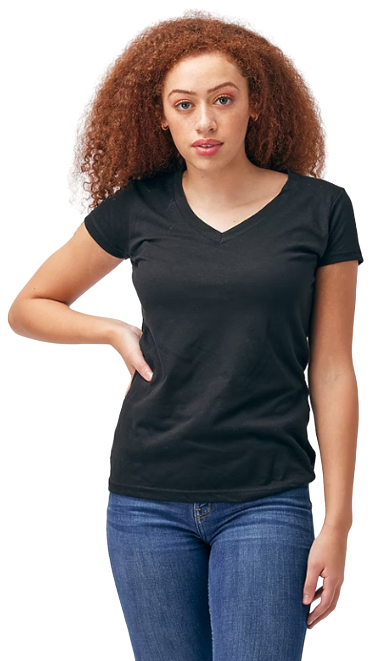 Women's Slim Fit Fine Jersey V-Neck - Black