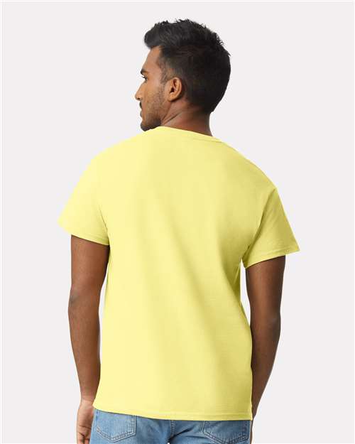 Gildan 2000 Cornsilk — on model back