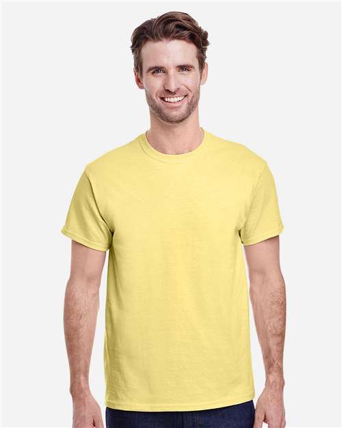Gildan 5000 Cornsilk — on model front
