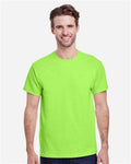 Gildan 5000 Neon Green — on model front