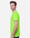 Gildan 5000 Neon Green — on model side