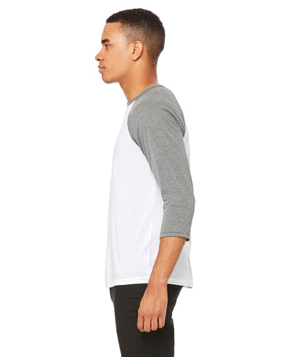 Unisex 3/4-Sleeve Baseball T-Shirt - White / Heather Deep