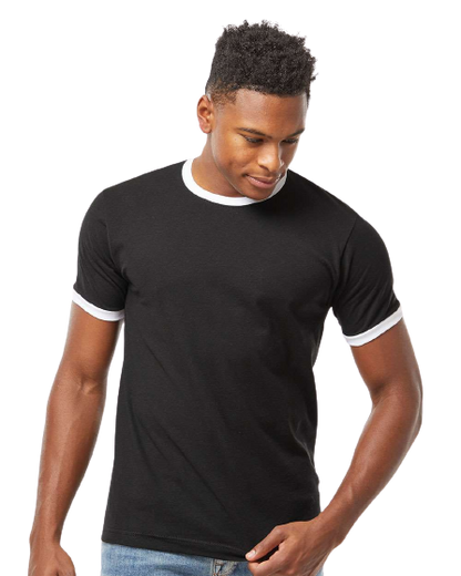 Unisex Fine Jersey Ringer Tee - Black/ White