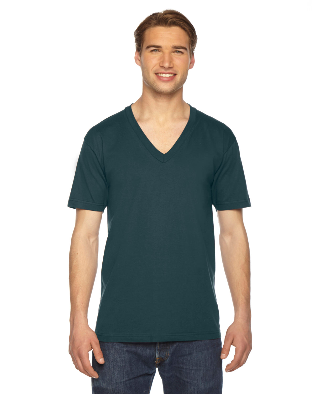 Unisex Fine Jersey Short-Sleeve V-Neck T-Shirt - Forest
