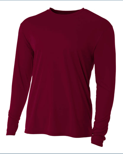 Youth Long Sleeve Cooling Performance Crew Shirt - Maroon