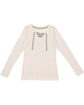 Women's Long Sleeve Fine Jersey Lace-Up T-Shirt - Ntrl Heather / Titanium