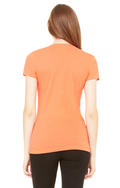 Ladies' Jersey Short-Sleeve Deep V-Neck T-Shirt - Coral