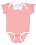 Infant Baby Rib Bow Tie Bodysuit - Mauvelous / Blrna