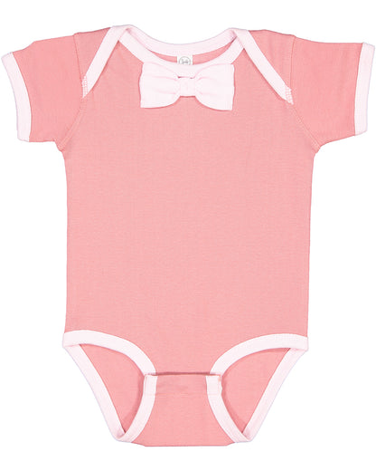Infant Baby Rib Bow Tie Bodysuit - Mauvelous / Blrna