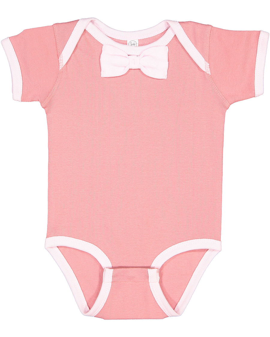 Infant Baby Rib Bow Tie Bodysuit - Mauvelous / Blrna