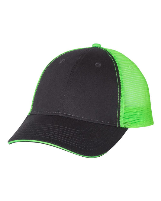 Sandwich Trucker Cap - Charcoal / Neon Green