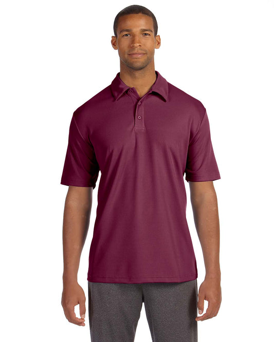 Unisex Performance Three-Button Mesh Polo - Sport Maroon