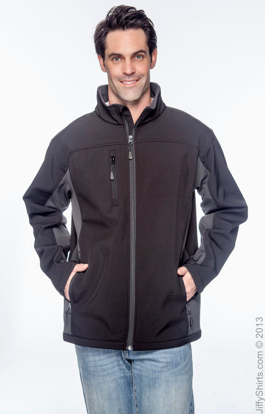 Men's Soft Shell Colorblock Jacket - Black / Dark Charcoal