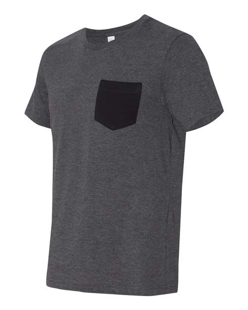 BELLA + CANVAS 3021 Dark Grey Heather/ Black — side