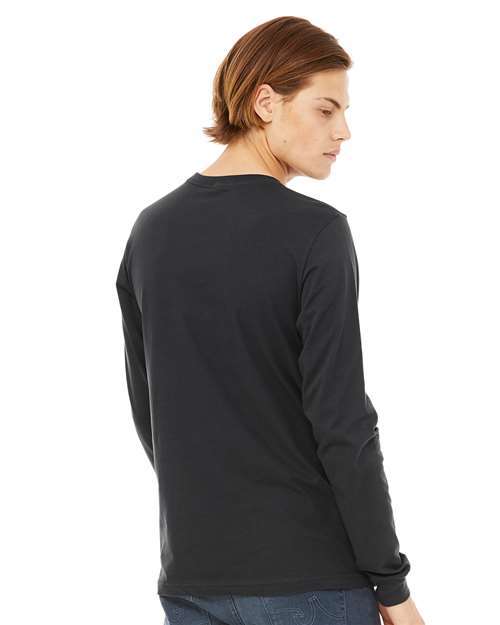 BELLA + CANVAS 3501 Dark Grey — on model back