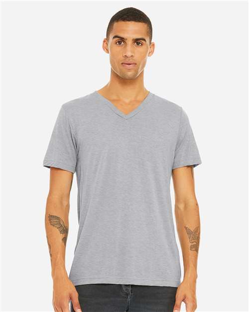 BELLA + CANVAS 3415 Athletic Grey Triblend — on model front