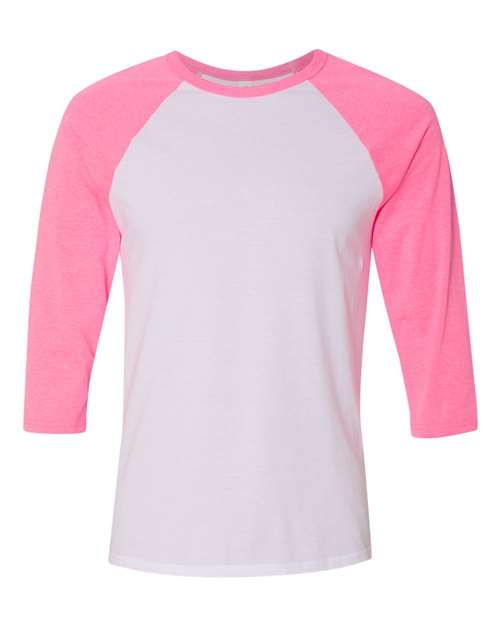 BELLA + CANVAS 3200 White/ Neon Pink — front