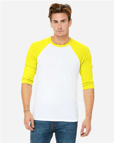 BELLA + CANVAS 3200 White/ Neon Yellow — on model front