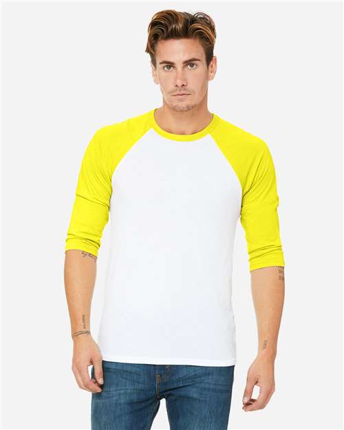 BELLA + CANVAS 3200 White/ Neon Yellow — on model front