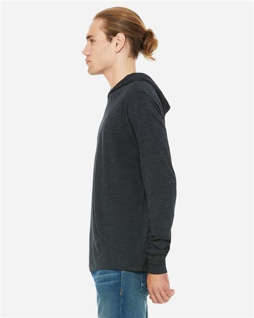BELLA + CANVAS 3512 Charcoal Black Triblend — on model side