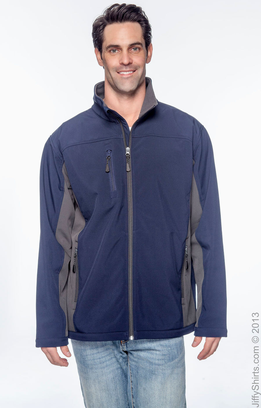 Men's Soft Shell Colorblock Jacket - Navy / Dark Charcoal