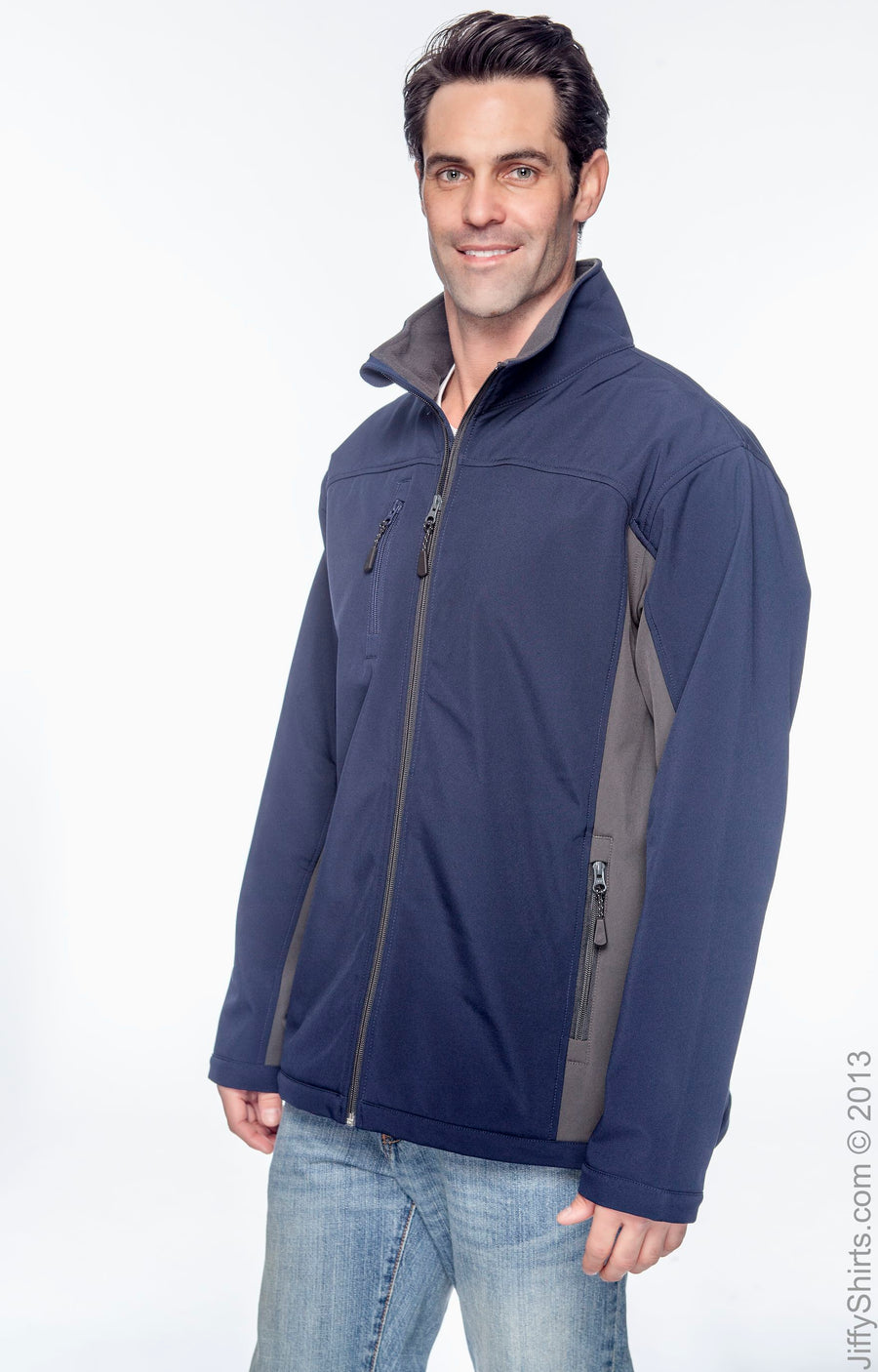 Men's Soft Shell Colorblock Jacket - Navy / Dark Charcoal