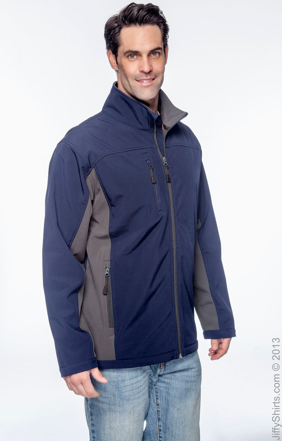 Men's Soft Shell Colorblock Jacket - Navy / Dark Charcoal