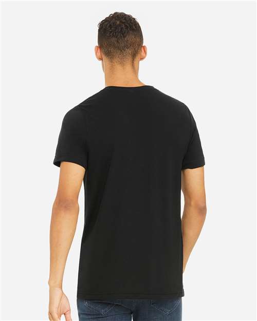 BELLA + CANVAS 3413 Solid Black Triblend — on model back