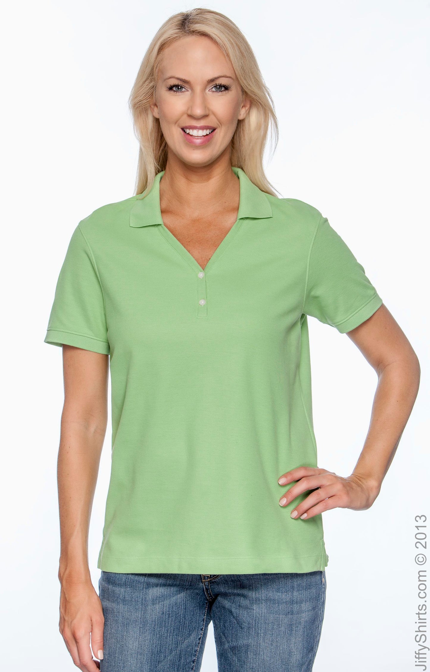 Women's Pima Piqué Short-Sleeve Y-Collar Polo - Lime