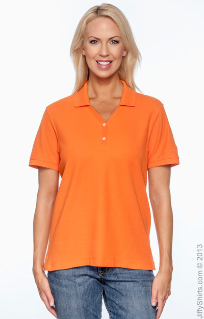 Women's Pima Piqué Short-Sleeve Y-Collar Polo - Deep Orange