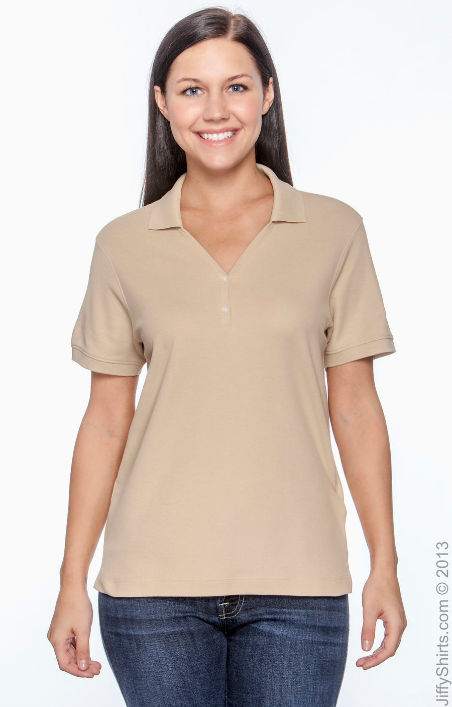 Women's Pima Piqué Short-Sleeve Y-Collar Polo - Stone