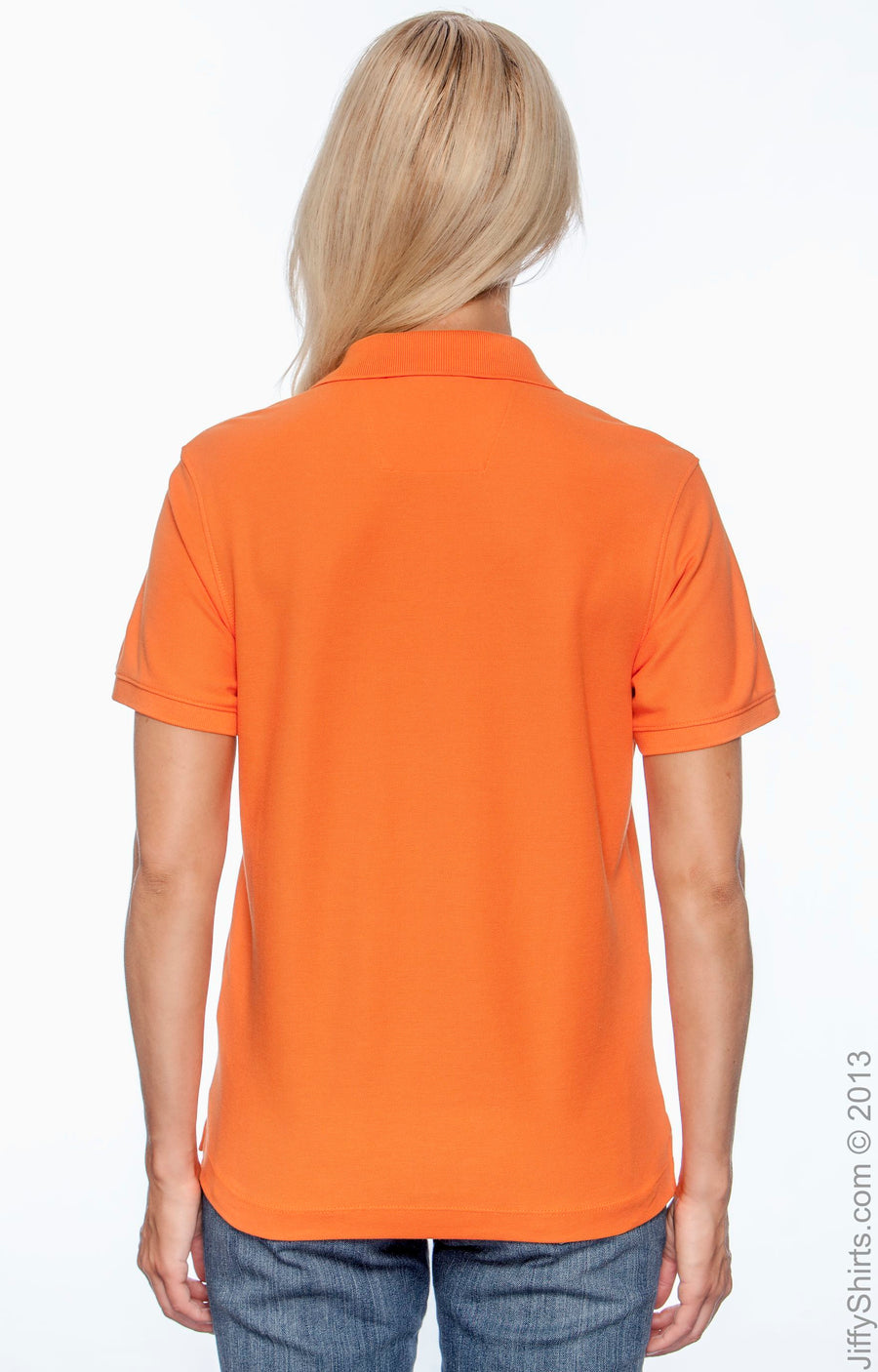 Women's Pima Piqué Short-Sleeve Y-Collar Polo - Deep Orange