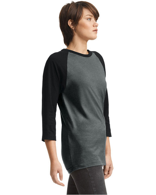Unisex CVC Raglan T-Shirt - Heather Charcoal/Black