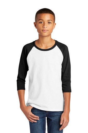 Youth Heavy Cotton��� 3/4-Raglan Sleeve T-Shirt - White / Black