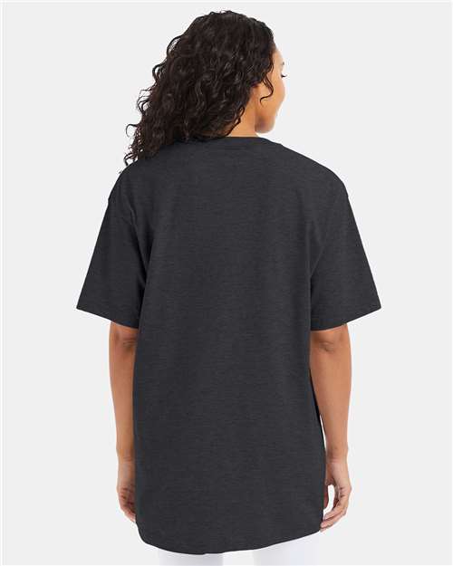 Hanes 518T Charcoal Heather — on model back