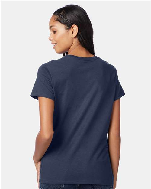 Hanes S04V Navy — on model back