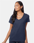 Hanes S04V Navy — on model front