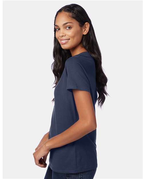 Hanes S04V Navy — on model side