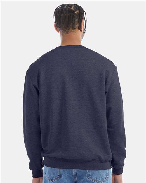 Champion S600 Navy Heather — on model back