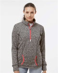 J. America 8617 Charcoal Fleck/ Fire Coral — on model front