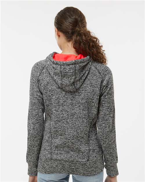 J. America 8616 Charcoal Fleck/ Fire Coral — on model back