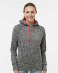 J. America 8616 Charcoal Fleck/ Fire Coral — on model front