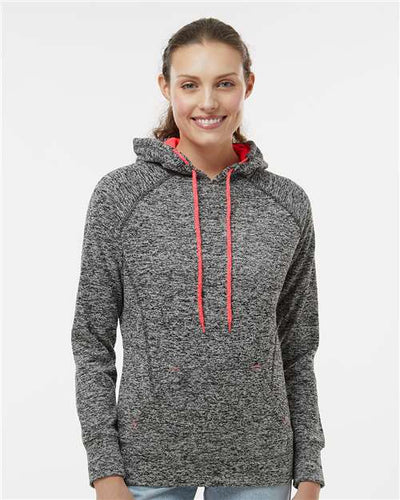 J. America 8616 Charcoal Fleck/ Fire Coral — on model front