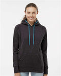 J. America 8616 Onyx Fleck/ Electric Blue — on model front