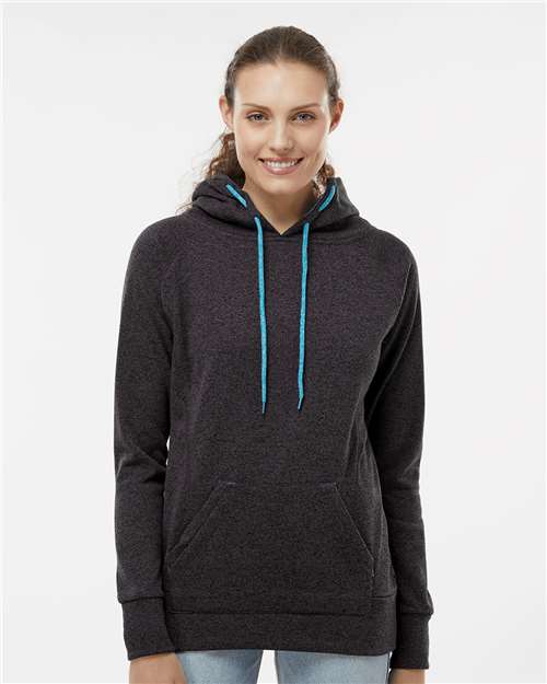 J. America 8616 Onyx Fleck/ Electric Blue — on model front