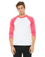 Bella + Canvas 3200 - Unisex 3/4-Sleeve Baseball T-Shirt - White / Neon Pink