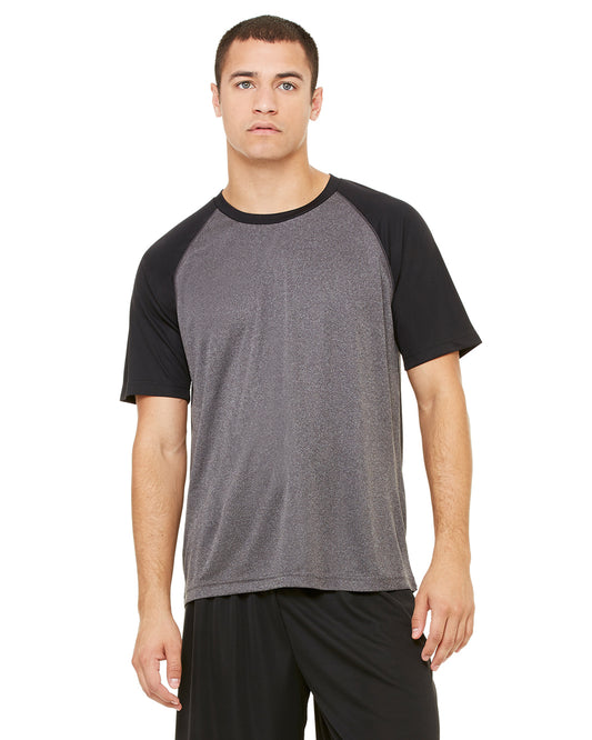 Unisex Performance Short-Sleeve Raglan T-Shirt - Dark Gray Heather / Black