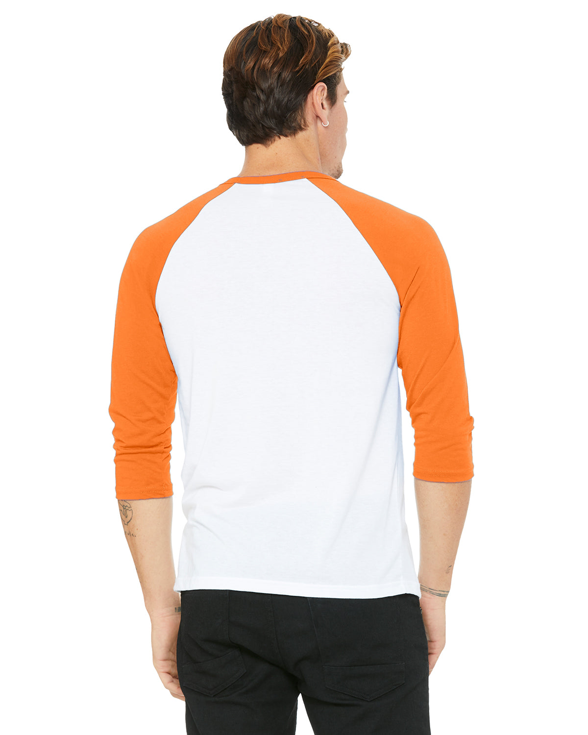 Unisex 3/4-Sleeve Baseball T-Shirt - White / Neon Orange