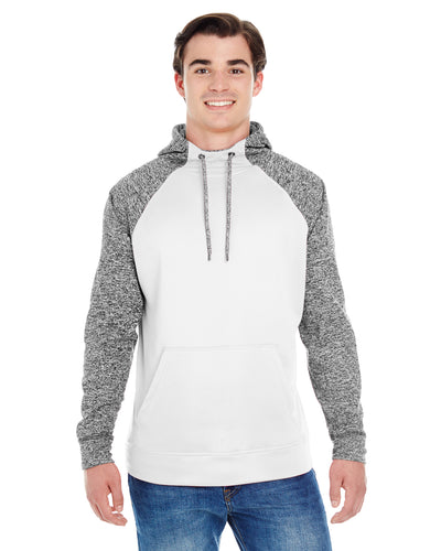 Unisex Colorblock Cosmic Pullover Hoodie - White / Charcoal Fleck