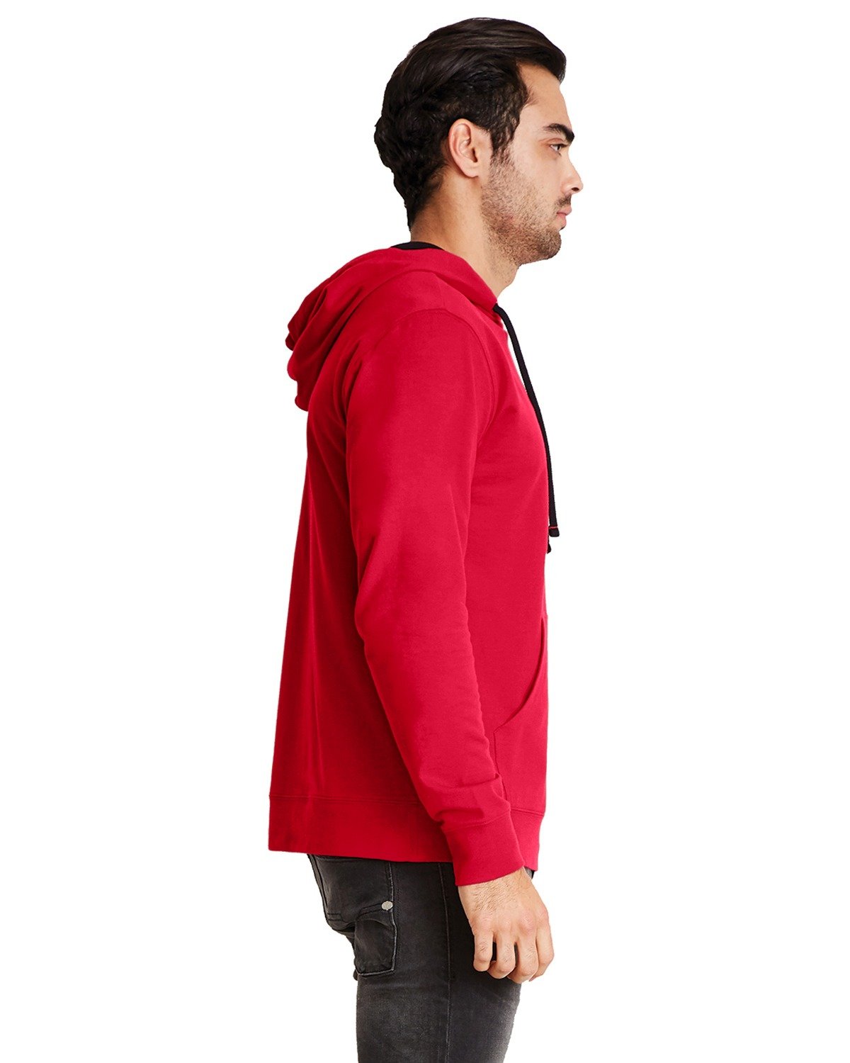Unisex French Terry Pullover Hoodie - Red / Black